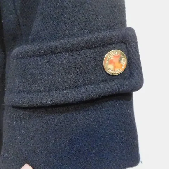 Michael Kors Women Black Trench Coat Wool Blend Jacket Removal Hood Jacket Small - Picture 9 of 12